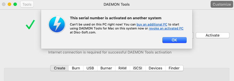 Не удалось включить агент приложения daemon tools mac