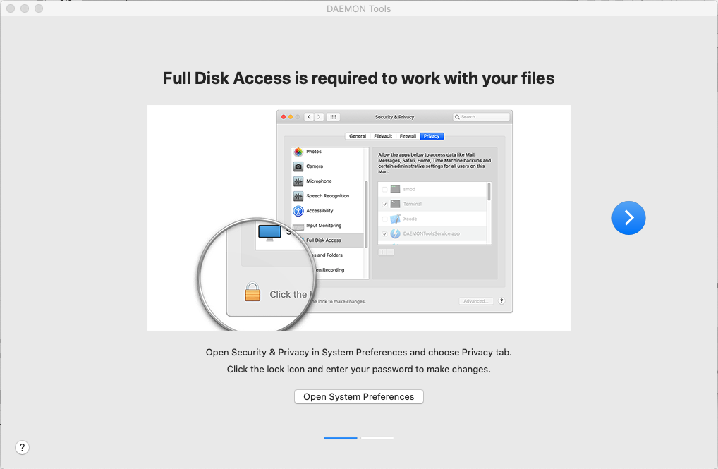 Full Disk Access DAEMON Tools For Mac Help